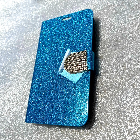 Blue Glitter Smooth Glossy Golden Sparkle Case for G3 Phone Folding Case Pretty - Picture 1 of 10